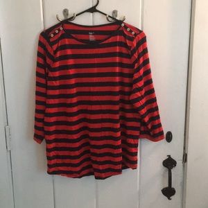 Gap 3/4 length sleeve orange and navy shirt